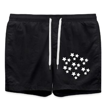 STAR. STAR. STERNE. PARTY. JAHRESTAG. WEIHNACHTEN. - Badeshorts - Schwarz - Vorne - AI Model Male 185 light (185cm)