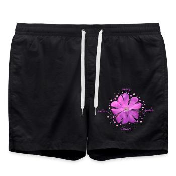 pink flower pink blossoms - Badeshorts - Schwarz - Vorne - AI Model Male 185 light (185cm)