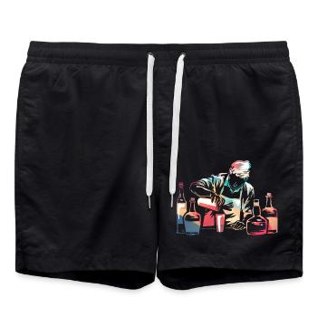 Stilvoller Cocktailmixer Barkeeper - Badeshorts - Schwarz - Vorne - AI Model Male 185 light (185cm)