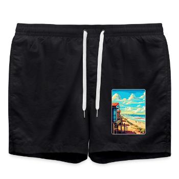 Zandvoort Pays-Bas Affiche de voyage vintage WPA - Short de bain - noir - Devant - AI Model Male 185 light (185cm)