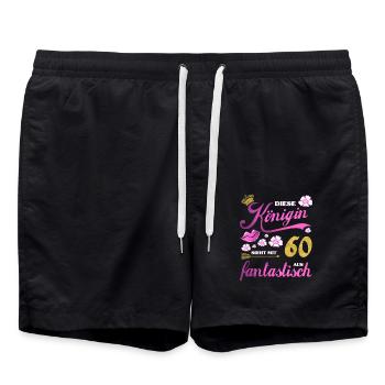 60. Geburtstag Königin Geschenk 60 Jahre - Badeshorts - Schwarz - Vorne - AI Model Male 185 light (185cm)