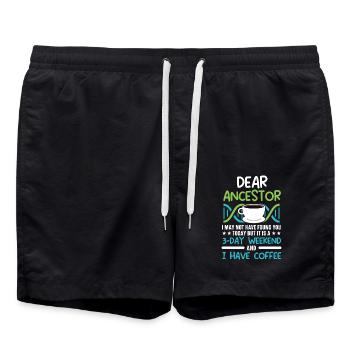 Lieber Vorfahre, vielleicht habe ich dich heute ni - Badeshorts - Schwarz - Vorne - AI Model Male 185 light (185cm)