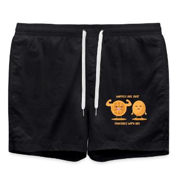 Kraftvolle Waffel Muskelvergleich - Badeshorts - Schwarz - Vorne - AI Model Male 185 light (185cm)