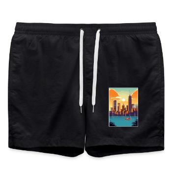 Brisbane Australien Vintage Reiseposter Souvenir - Badeshorts - Schwarz - Vorne - AI Model Male 185 light (185cm)