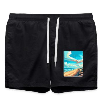 Zandvoort Pays-Bas Affiche de voyage vintage WPA - Short de bain - noir - Devant - AI Model Male 185 light (185cm)