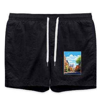 Montreal Kanada Vintage Reiseposter WPA Souvenir - Badeshorts - Schwarz - Vorne - AI Model Male 185 light (185cm)