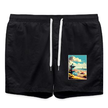 Zandvoort Niederlande Vintage Reiseposter WPA - Badeshorts - Schwarz - Vorne - AI Model Male 185 light (185cm)