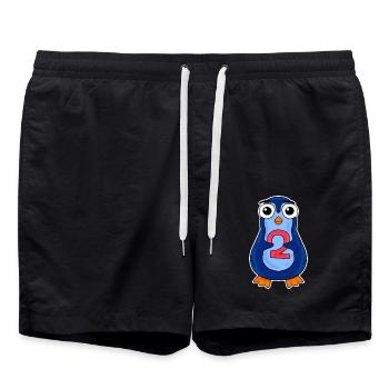 penguin 2 jahre alt - Zwei - Nummer 2 - 2 Klasse - Badeshorts - Schwarz - Vorne - AI Model Male 185 light (185cm)