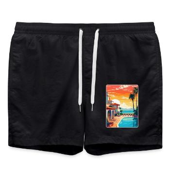 Marbella Spanien Vintage Reiseplakat Souvenir WPA - Badeshorts - Schwarz - Vorne - AI Model Male 185 light (185cm)