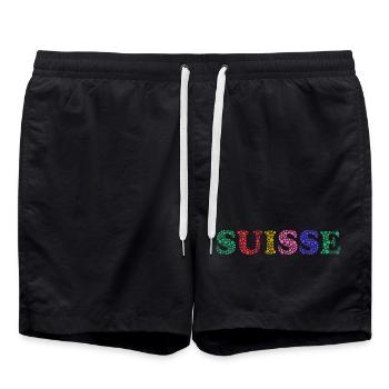 SWITZERLAND. COUNTRY - Swim Trunks - black - Front - AI Model Male 185 light (185cm)