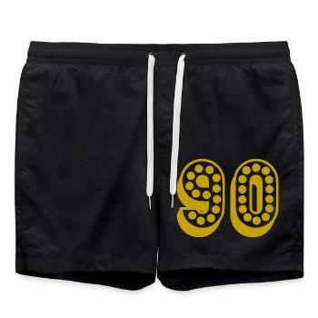 90. 90 JAHRE. 90-JÄHRIGES JUBILÄUM. 90-JÄHRIGES JUBILÄUM. - Badeshorts - Schwarz - Vorne - AI Model Male 185 light (185cm)
