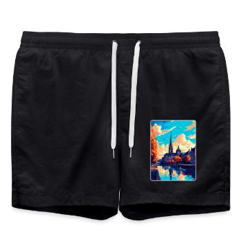 Bonn Germany Vintage Travel Poster WPA Souvenir - Swim Trunks - black - Front - AI Model Male 185 light (185cm)