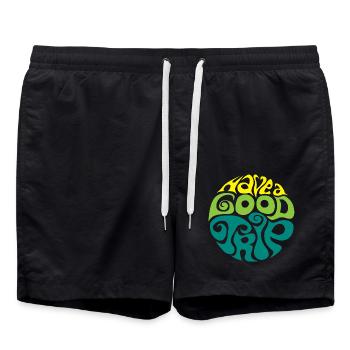 Gute Reise! have a good trip sixties 60s Typo - Badeshorts - Schwarz - Vorne - AI Model Male 185 light (185cm)