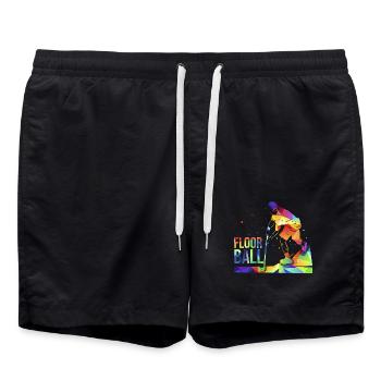 Wieselflinker Unihockey Stürmer - Badeshorts - Schwarz - Vorne - AI Model Male 185 light (185cm)