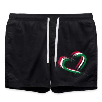 Herz Bürste Flagge der Malediven Fahne Urlaub - Badeshorts - Schwarz - Vorne - AI Model Male 185 light (185cm)