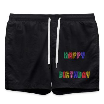 ALLES GUTE ZUM GEBURTSTAG. JAHRESTAG. - Badeshorts - Schwarz - Vorne - AI Model Male 185 light (185cm)