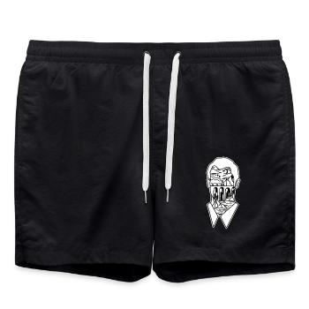 Verträumtes Naturgesicht Dampflok - Badeshorts - Schwarz - Vorne - AI Model Male 185 light (185cm)