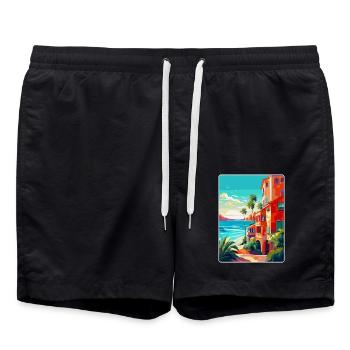 Costa Del Sol Spanien Vintage Reiseplakat Souvenir - Badeshorts - Schwarz - Vorne - AI Model Male 185 light (185cm)