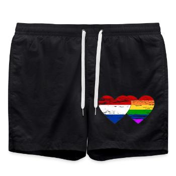 Holland Regenbogen Flagge used - Badeshorts - Schwarz - Vorne - AI Model Male 185 light (185cm)
