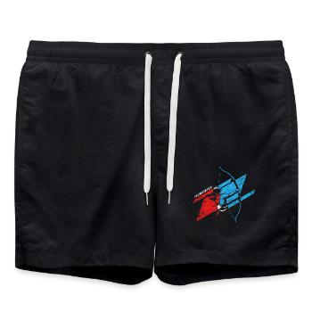 Treffsicherer Bogenschütze Turnier - Badeshorts - Schwarz - Vorne - AI Model Male 185 light (185cm)