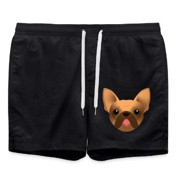 Bouledogue Français - Frenchie - Bully - Langue - Short de bain - noir - Devant - AI Model Male 185 light (185cm)