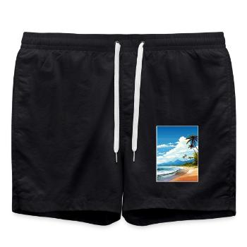 Playa Flamingo Costa Rica Vintage Reiseposter - Badeshorts - Schwarz - Vorne - AI Model Male 185 light (185cm)