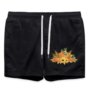 Kürbis Getreide Laub Herbst - Badeshorts - Schwarz - Vorne - AI Model Male 185 light (185cm)