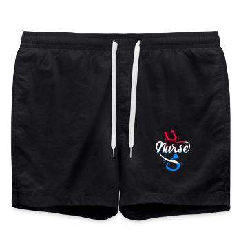 Engagierte Krankenschwester Notaufnahme - Badeshorts - Schwarz - Vorne - AI Model Male 185 light (185cm)