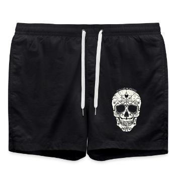 Dia de los Muertos Halloween Tag der Toten Schädel - Badeshorts - Schwarz - Vorne - AI Model Male 185 light (185cm)