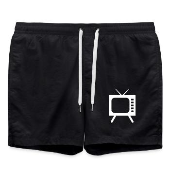 Fernseher TV - Badeshorts - Schwarz - Vorne - AI Model Male 185 light (185cm)