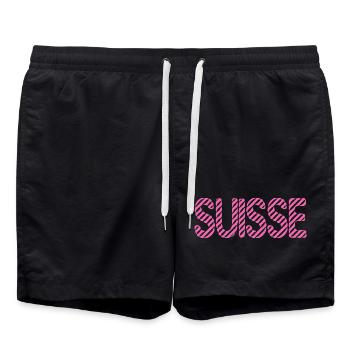 SUISSE. PAYS. GENEVE. HUMOUR. DRAPEAU. GENEVE - Short de bain - noir - Devant - AI Model Male 185 light (185cm)