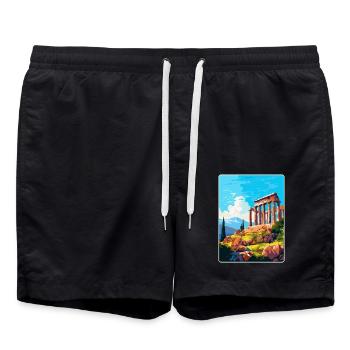 Ancient Corinth Greece Vintage Travel Poster WPA - Swim Trunks - black - Front - AI Model Male 185 light (185cm)