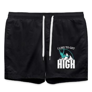 Ich will hoch hinaus Leichtathletik Stabhochsprung - Badeshorts - Schwarz - Vorne - AI Model Male 185 light (185cm)