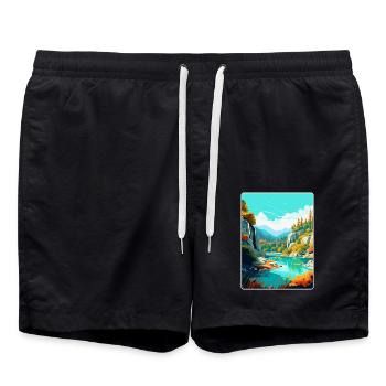 Peneda Geres Nationalpark Portugal Reiseplakat - Badeshorts - Schwarz - Vorne - AI Model Male 185 light (185cm)