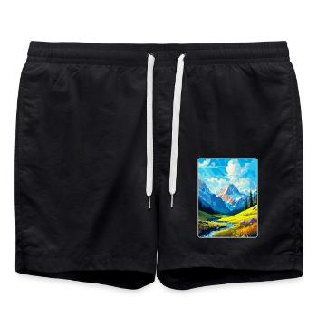 Berge Polen Vintage Reise Poster WPA - Badeshorts - Schwarz - Vorne - AI Model Male 185 light (185cm)