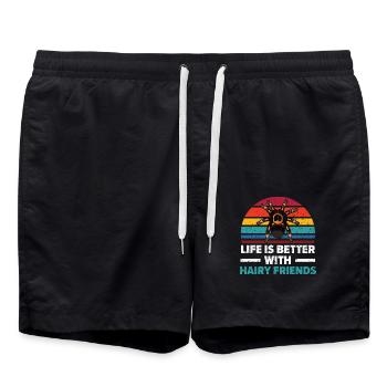 Das Leben ist besser mit haarigen Freunden Spider - Badeshorts - Schwarz - Vorne - AI Model Male 185 light (185cm)
