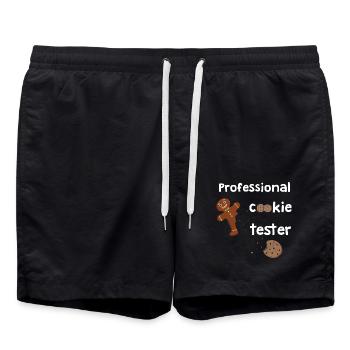 Professional Cookie Tester - Lebkuchenmann - Badeshorts - Schwarz - Vorne - AI Model Male 185 light (185cm)