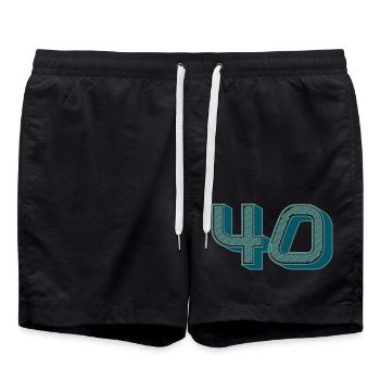 40. 40 JAHRE. 40. JAHRESTAG. 40-JÄHRIGES JUBILÄUM. - Badeshorts - Schwarz - Vorne - AI Model Male 185 light (185cm)