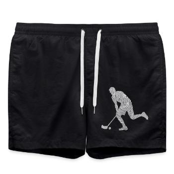 Floorball Spieler Fingerabdruck Floorballer Jungen - Badeshorts - Schwarz - Vorne - AI Model Male 185 light (185cm)