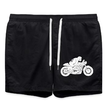 Motorradfahrer - Badeshorts - Schwarz - Vorne - AI Model Male 185 light (185cm)