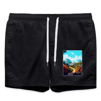 Eden Project England Uk Reise Poster Souvenir WPA - Badeshorts - Schwarz - Vorne - AI Model Male 185 light (185cm)