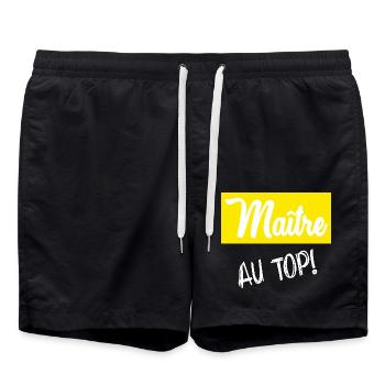 MASTER. MASTER. HUMOR - Swim Trunks - black - Front - AI Model Male 185 light (185cm)