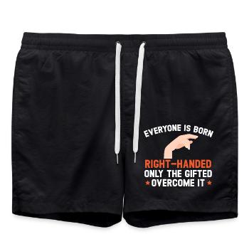 Jeder ist von Geburt an rechtshändig begabt Überwi - Badeshorts - Schwarz - Vorne - AI Model Male 185 light (185cm)