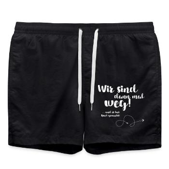 Wir sind dann mal weg und es hat Spaß gemacht - Badeshorts - Schwarz - Vorne - AI Model Male 185 light (185cm)