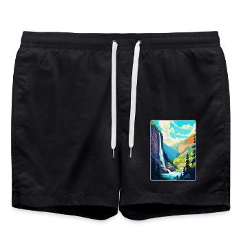 Reichenbach Falls Switzerland Travel Poster WPA - Swim Trunks - black - Front - AI Model Male 185 light (185cm)