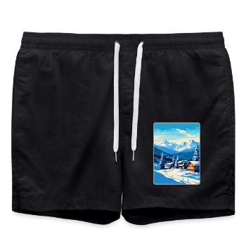 Kitzbühel Österreich Vintage Reiseplakat Souvenir - Badeshorts - Schwarz - Vorne - AI Model Male 185 light (185cm)