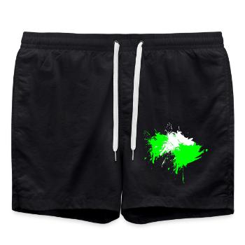 Klecks Fleck Flecke Weiß Hellgrün Vektor Design - Badeshorts - Schwarz - Vorne - AI Model Male 185 light (185cm)