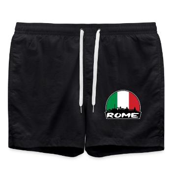 Rom Italien Flagge Skyline Silhouette Reisen - Badeshorts - Schwarz - Vorne - AI Model Male 185 light (185cm)