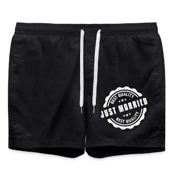 Just Married Best Quality - Badeshorts - Schwarz - Vorne - AI Model Male 185 light (185cm)