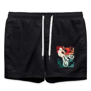 BMX Fahrrad Stunts Vintage BMX Fahrradfahrer - Badeshorts - Schwarz - Vorne - AI Model Male 185 light (185cm)